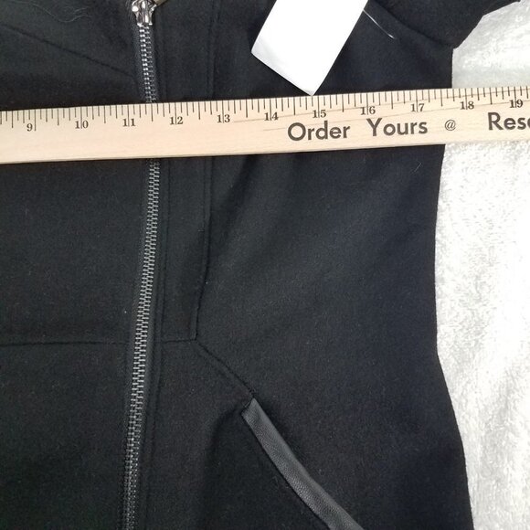 NEW French Connection Size XS Asymmetrical Zipper Tulip Hem Wool Coat in Black - Picture 10 of 12